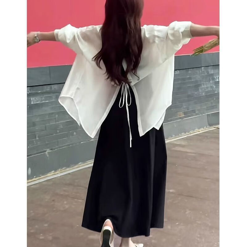 【优选好物】时尚休闲宽松雪纺防晒衣衬衫女夏新款配裙子外搭披肩 白色 S