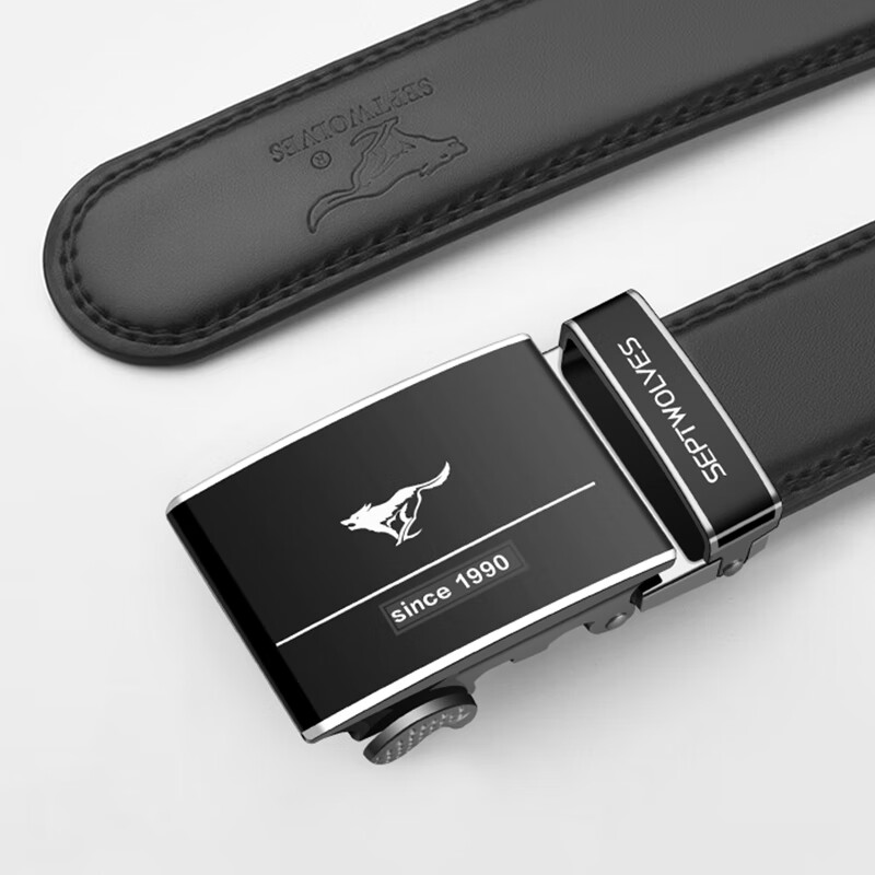 七匹狼男士皮带自动扣真牛皮休闲腰带生日七夕情人节礼物送男友老公爸爸 经典款 110cm 可备注120cm