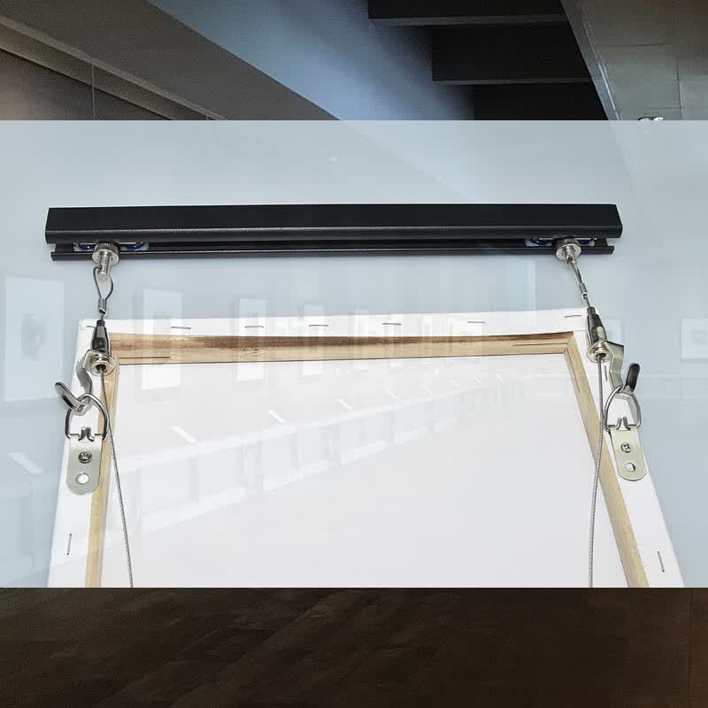 唯品安滑轮式挂画轨道挂画器挂画绳画线器画展画廊走廊挂画神器展览挂线 A【1米侧轨白+2条1米1调节钩】