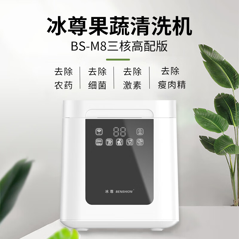 冰尊(BENSHION)果蔬清洗机家用洗菜机除菌99%羟基水离子电解食材净化机果蔬解毒机净化器M8 机器标配