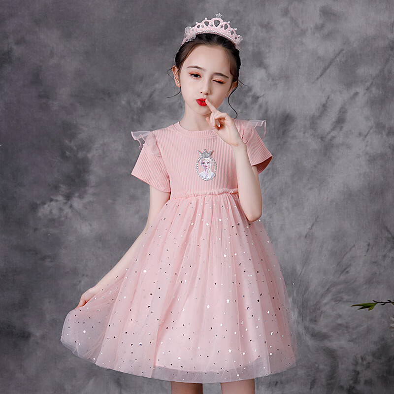 ��СӰ HELLO YINGŮͯ��ɯ����ȹ�ļ�2025�¿��ѩ��Ե��ɳ��ɯ�޶�ͯ�������ȹ�� �ۺ�ɫ 90 cm