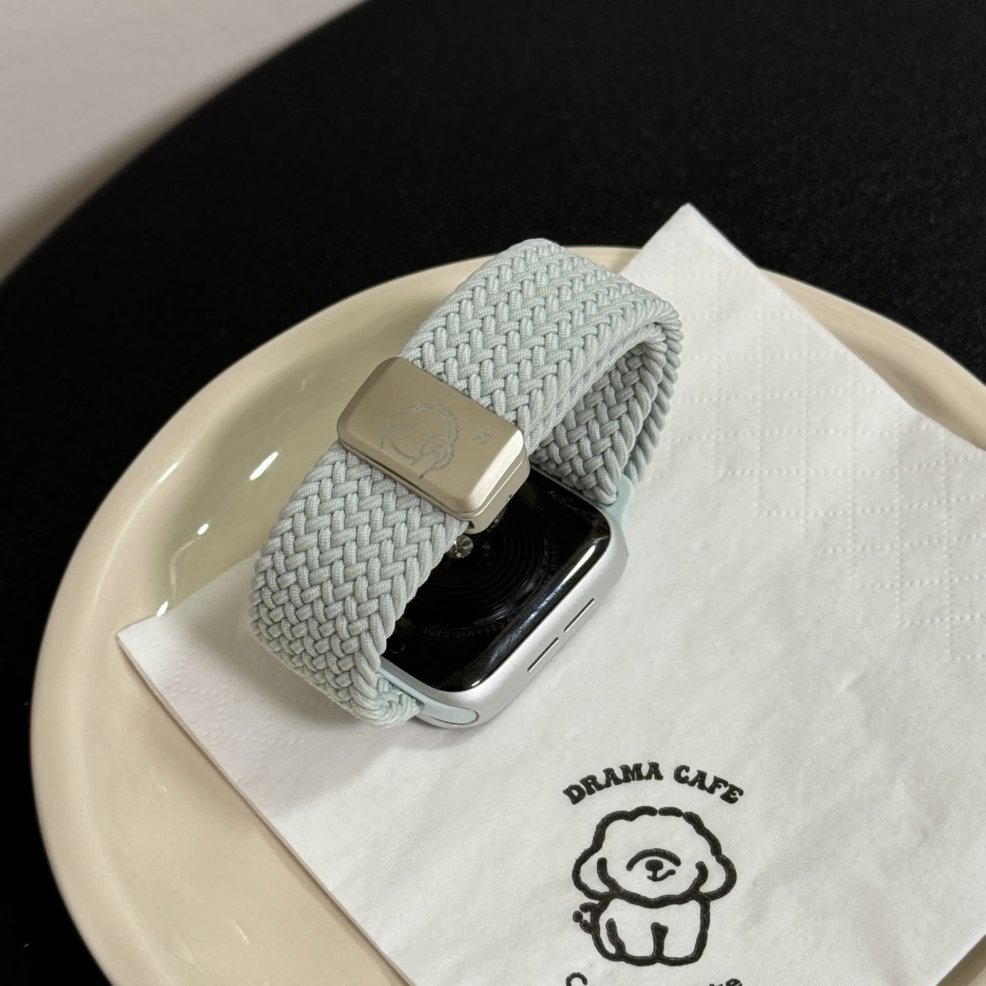 适用S11苹果手表表带S10尼龙编织腕带iwatch9可爱磁吸扣S8夏季SE透气Applewatch567男女运动替换带 烟紫色-磁吸扣 适用s10/s11通用 42mm
