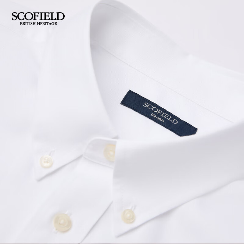 Scofield男士秋季新款商务通勤前胸精致狮子刺绣百搭长袖衬衫 白色 L (175)