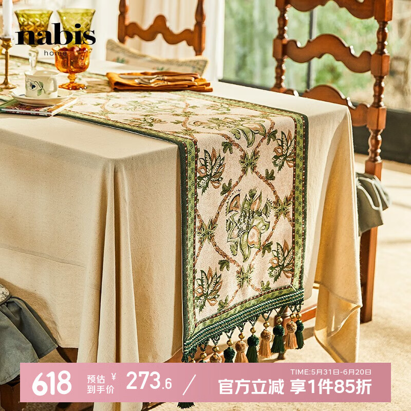 蠟筆派莫莉莊園桌旗|美式復(fù)古|餐桌布輕奢高端茶旗電視柜長(zhǎng)條蓋布定制 莫莉莊園-桌旗 40*220cm