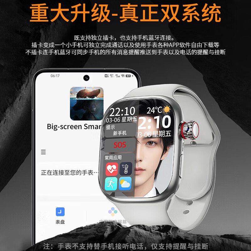 HUWXMAXI华为机鸿蒙系统苹果机I0S适用定位儿童电话手表智能可插卡防水学生初高中生专用青少年6-16岁男女 顶配白+旋转摄像+超清护眼大屏+超长续航+精准定位