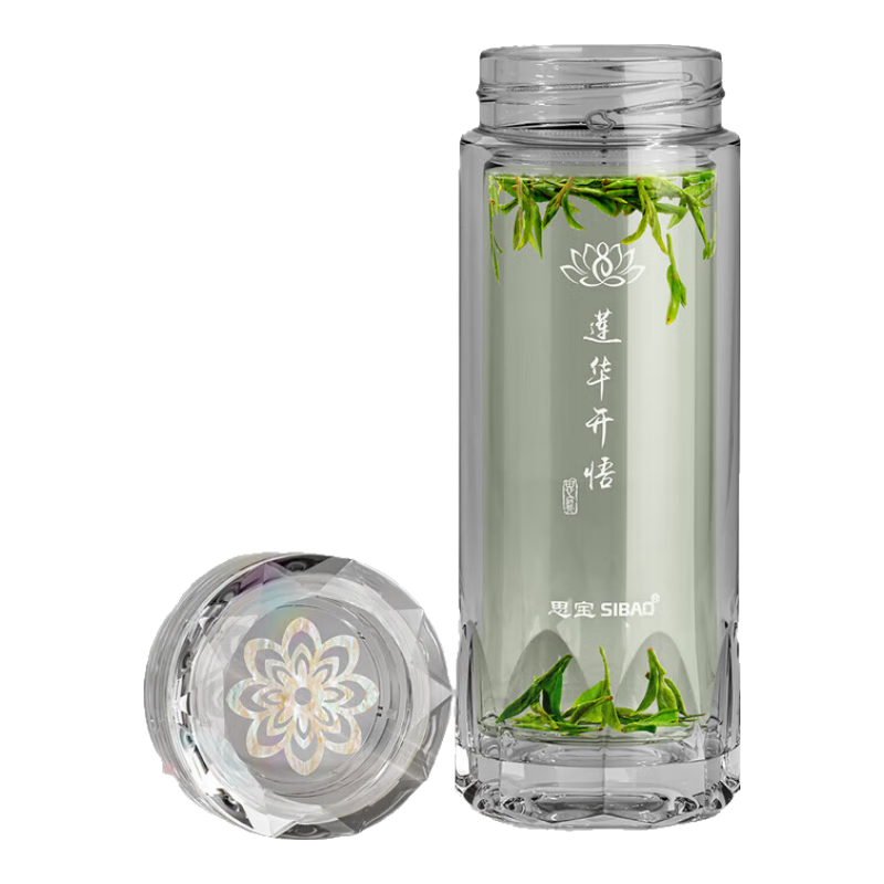 思寶思寶蓮華開(kāi)悟高端商務(wù)雙層便攜玻璃杯長(zhǎng)輩商務(wù)禮品辦公室泡茶杯 蓮華開(kāi)悟-2號(hào)450ml