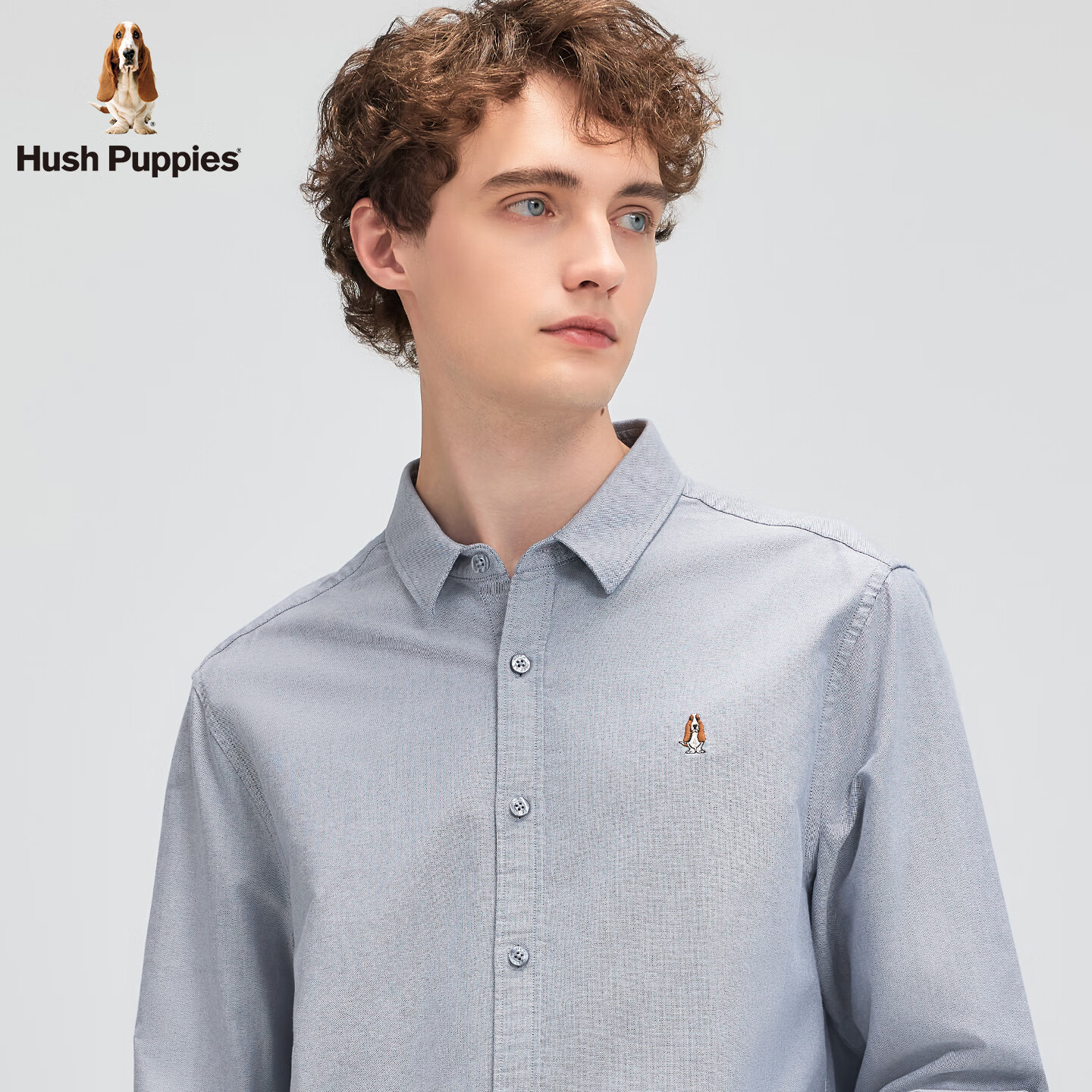 暇步士(Hush Puppies)【舒适全棉】男装2025秋季简约基础款百搭牛津纺长袖衬衫 墨蓝色 L