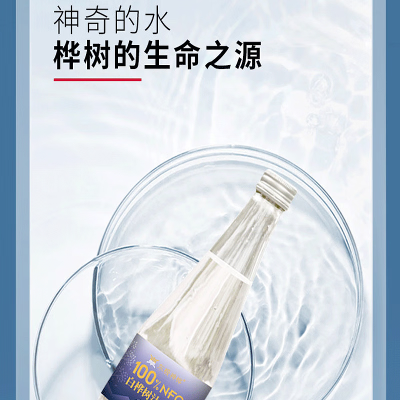 东极神桦白桦树汁 100%原汁 无糖天然原液 白桦树汁 纯木本植物饮桦树水 320ml*6瓶(一箱)