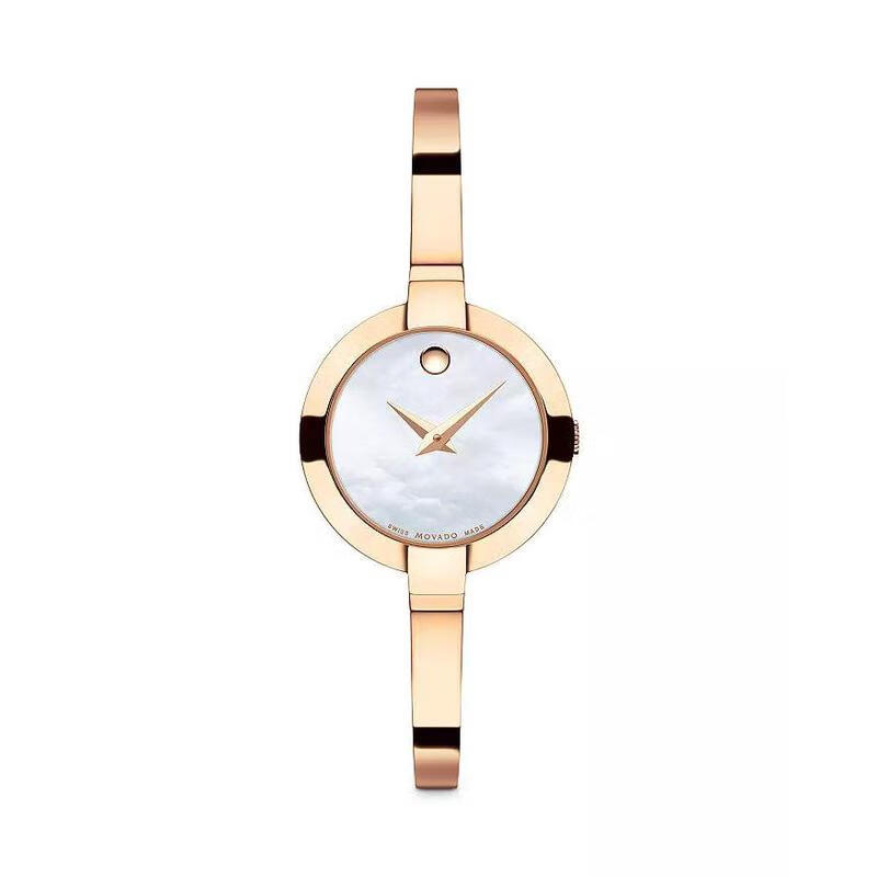 摩凡陀（Movado）瑞士手表 貝拉系列女士手鐲式鋼帶金色簡(jiǎn)約優(yōu)雅商務(wù)休閑女表 25mm White/Gold