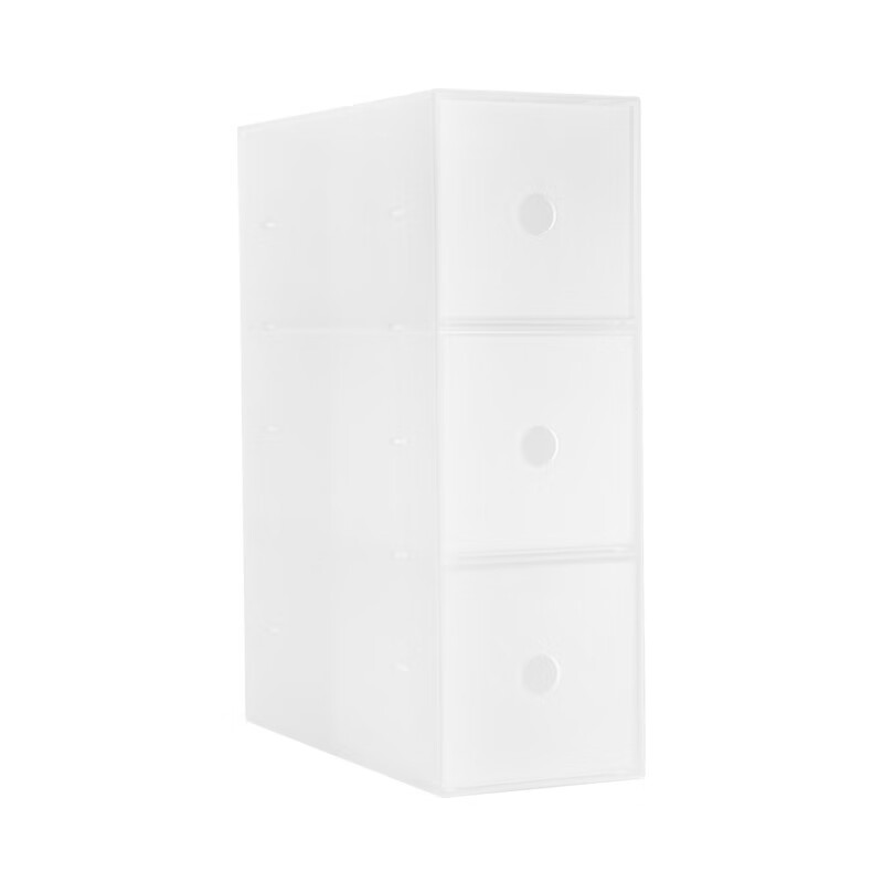 納川(NC)創(chuàng)意透明收納盒組合式化妝品桌面整理柜 磨砂透明白豎款A(yù)組合