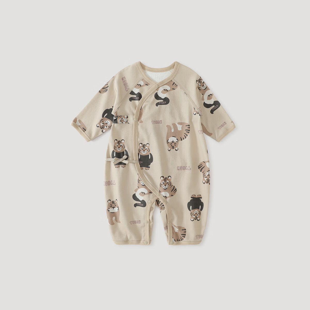 巴厘小猪新生婴儿儿衣服a类纯棉秋季连体衣四季初生儿睡衣宝宝哈衣春秋款 虎头虎脑 66cm