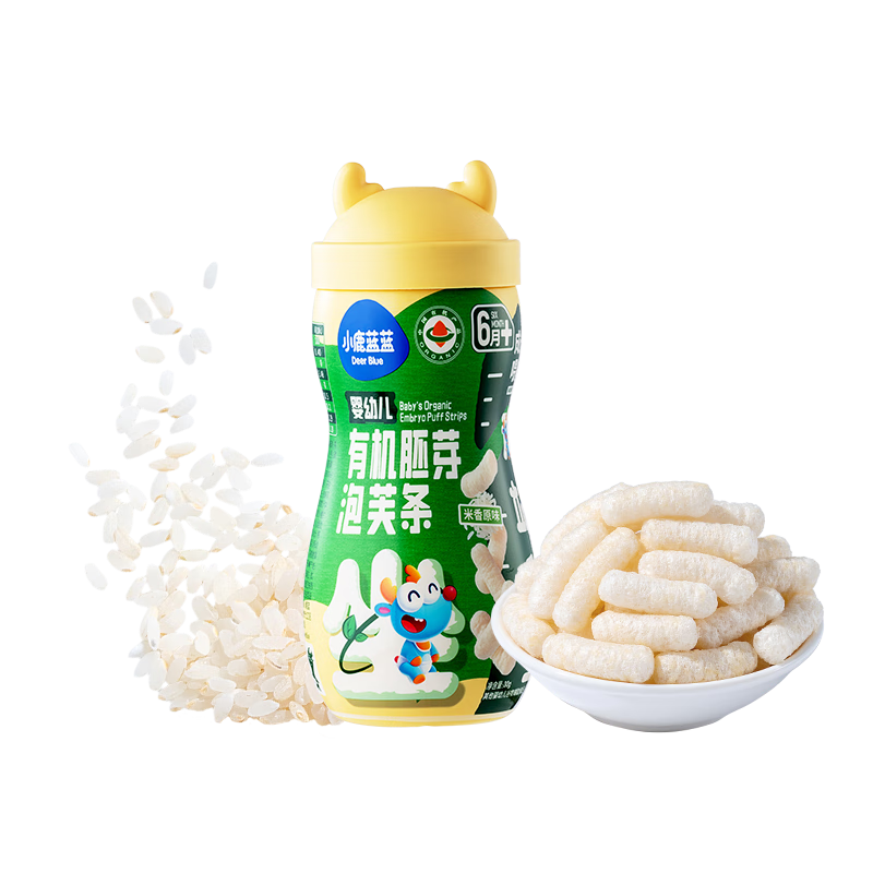 小鹿蓝蓝婴幼儿有机胚芽泡芙条原味宝宝婴儿零食辅食30g 6月+