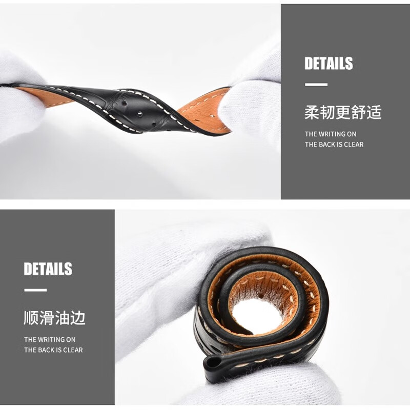 卷尾蜥适用浪琴表带男真皮名匠八针月相军旗瑰丽康卡斯嘉岚系列牛皮手表带 黑带-银色蝴蝶扣 20mm（原装同款扣型）