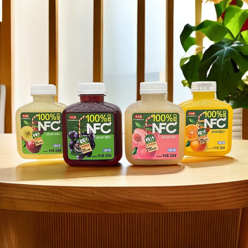 美意颂【】丰之源NFC果汁饮料橙汁葡萄汁蜜桃苹果汁非浓缩 NFC苹果汁325ml*6瓶