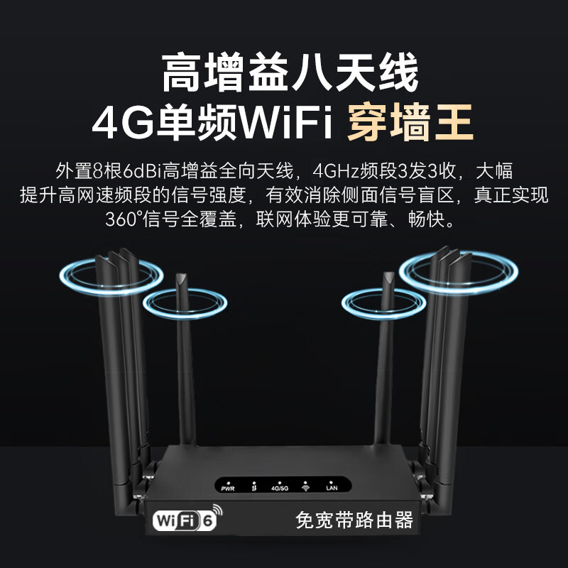 苍旅4G免宽带路由器千兆穿墙王:信号增强WiFi6无线高速光纤宽带支持多设备同时连接家用穿墙无线路由器 4G旗舰版无线路由器/网速提升2400% 送3000G体验流量+5年免费换新服务