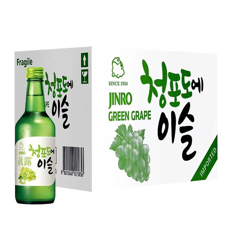 【真露JINRO】韩国进口烧酒13°青葡萄味360ml 20瓶整箱装