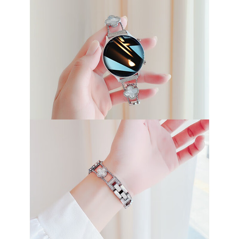 适用华为gt6表带gt5pro透气gt4/3金属腕带watch5/4pro/3/2轻奢女 贝壳表带银色 华为GT4/GT5 41mm/GT5Pro42mm