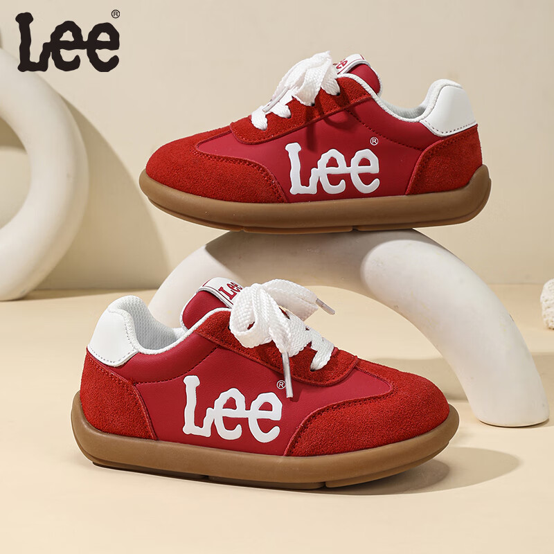 LEE KIDS童鞋秋季新款时尚德训鞋中大童防滑休闲运动鞋女童轻便板鞋男童 红色 29 【建议脚长178.3mm】