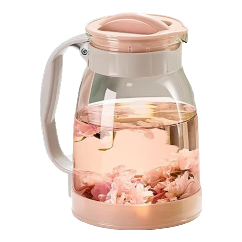 天喜（TIANXI）冷水壺大容量玻璃杯可過(guò)濾冷水壺耐熱茶具啤酒花茶家用涼水杯 【升級(jí)加厚】綠色 2000ml
