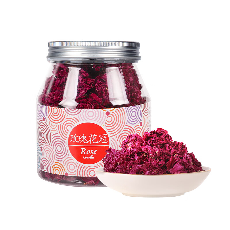 虎標(biāo)香港玫瑰花冠茶大朵平陰重瓣干玫瑰花茶墨紅玫瑰泡水花草茶葉 玫瑰花冠35g