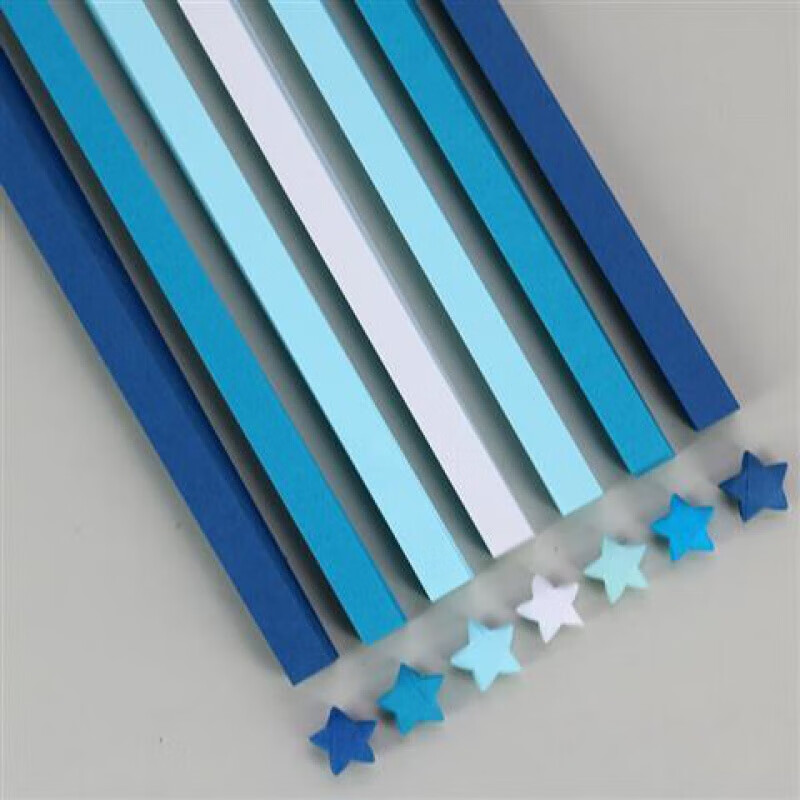 阡囤 幸运星纸条 折五角星小星星的长条纸 许愿星折纸 蓝色渐变620张