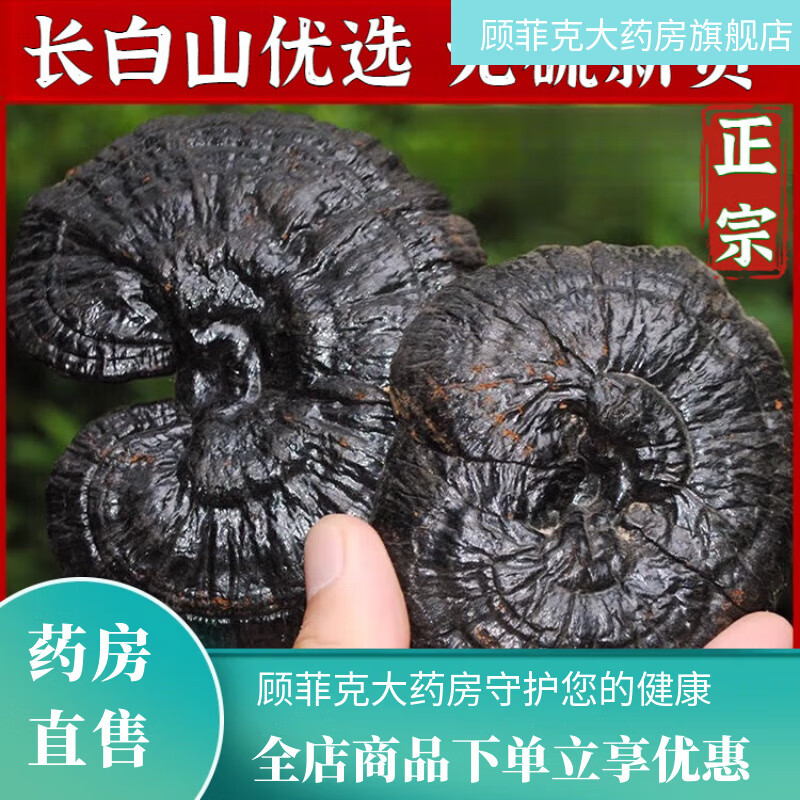 崹艼品质野生灵芝长白山中药材整株黑灵芝金边灵芝店旗 野生黑灵芝个