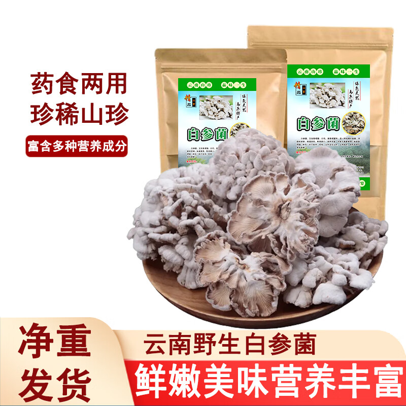滇味十足  白参菌 云南特产野生菌干货食材菌菇年货养生煲汤食材南北干货 精选120克【精美罐装】