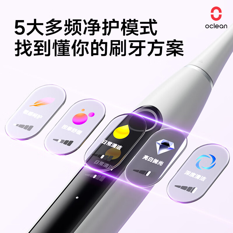 欧可林【教师节礼物】电动牙刷数字可视化智能刷牙AI智能体验拉满5大刷牙模式亮白清洁不伤牙龈X Pro 10 白色-到手刷头*4支
