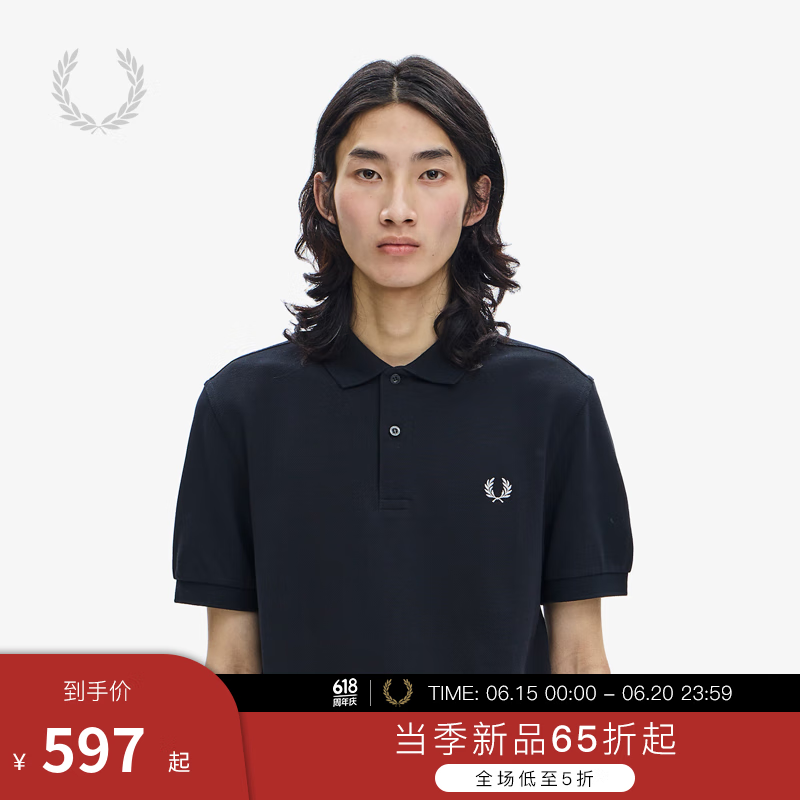 Fred Perry男士POLO衫2025夏季休闲麦穗重磅短袖多彩T恤M6000 906/黑色 M 此款尺码偏大