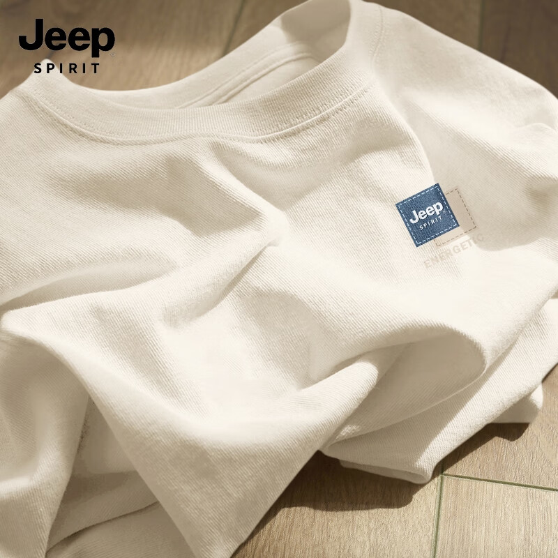 JEEP SPIRIT吉普短袖男款2025新款純棉大碼t恤男寬松休閑夏季百搭男士服裝