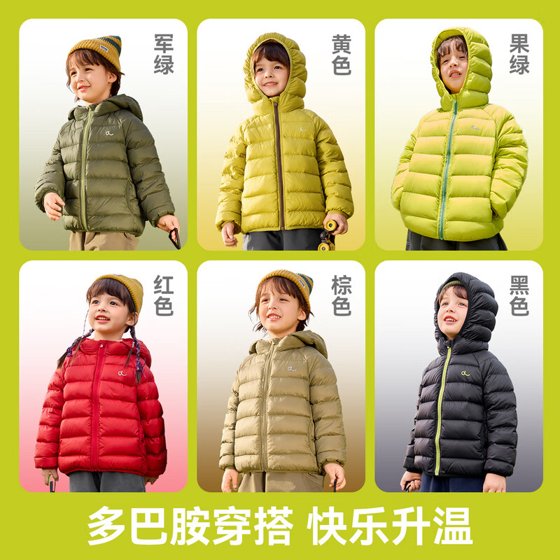 嘟嘟家【杜邦三防】儿童羽绒服红色新年冬款男童外套女童外衣宝宝冬装潮 黑色 110