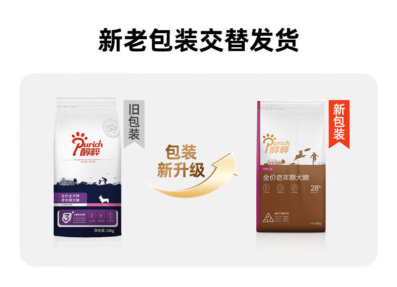醇粹（Purich）醇粹中小型老年犬狗糧犬糧吉娃娃泰迪柯基狗糧純粹狗糧小型1.5kg 老年犬新老包裝隨機(jī)發(fā)貨 15kg
