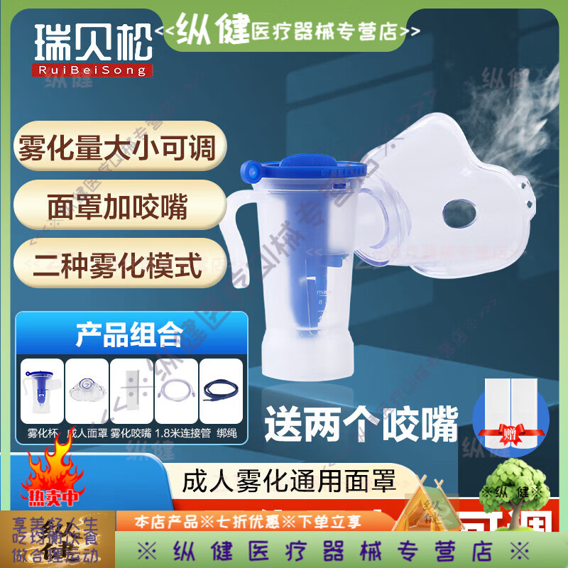 瑞貝松（RuiBeiSong）成人霧化面罩家用 配件通用醫用霧化杯可調【1套優(yōu)惠】 成人霧化面罩X1套