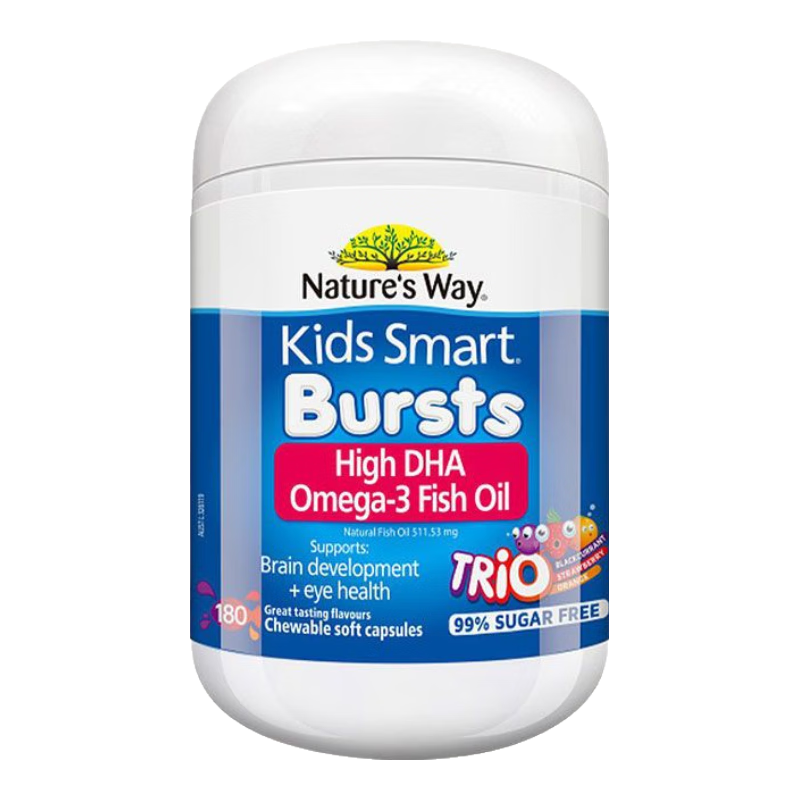 佳思敏澳洲進(jìn)口腦力素學(xué)生兒童營(yíng)養(yǎng)上課注意力記憶力魚油DHA藻油軟膠囊 DHA三色魚油180粒1瓶