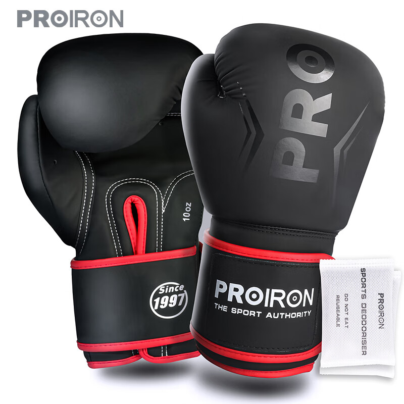 PROIRON/普力艾拳擊手套男拳套訓(xùn)練器材沙包除臭護具沙袋 黑紅力量款 8oz