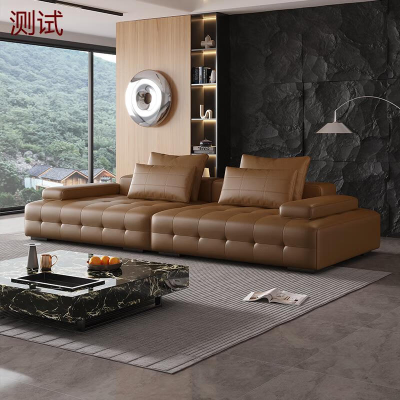 吉斯貴族吉斯家俱意式極簡(jiǎn)勞倫斯納帕加厚真皮藝羽絨客廳沙發(fā)現代簡(jiǎn)約大小 【納帕加厚真皮+羽絨靠包】三人位2米