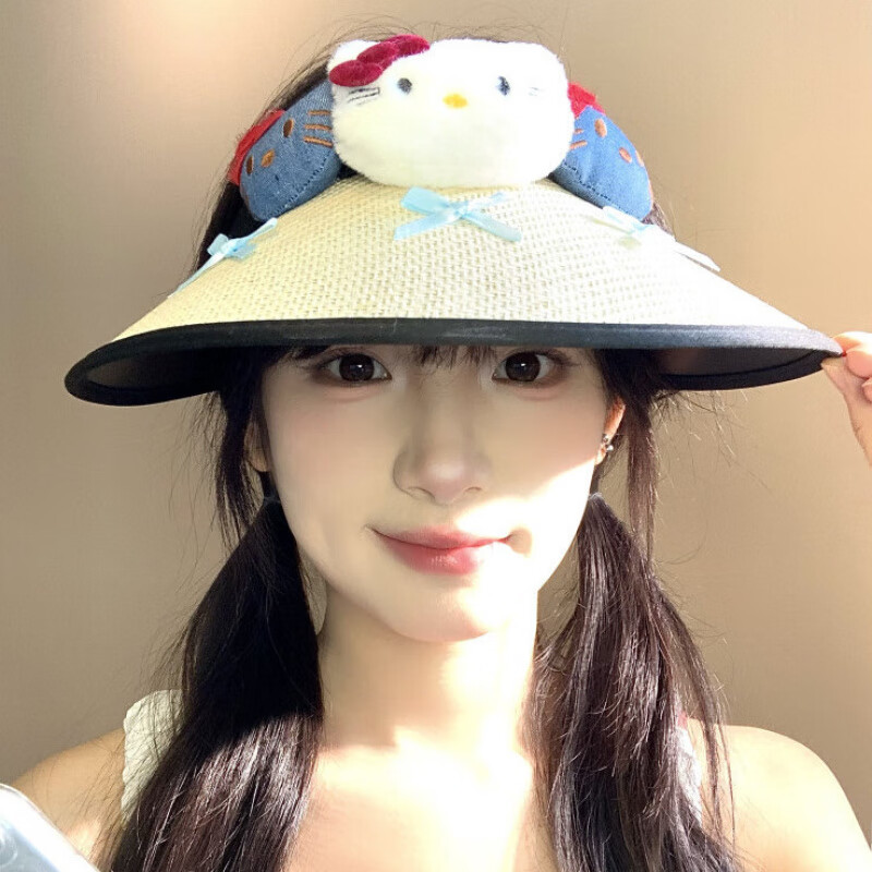 YRYL�ɰ�������kittyè�ն�ñŮ�ļ���ñ��������ɹñ����̫��ñ�ӳ� ��ɫ ͦ�����͡��ڱߡ�UPF50+/�� (18�����ϳ���)53-59����)�Ӵ�ñ