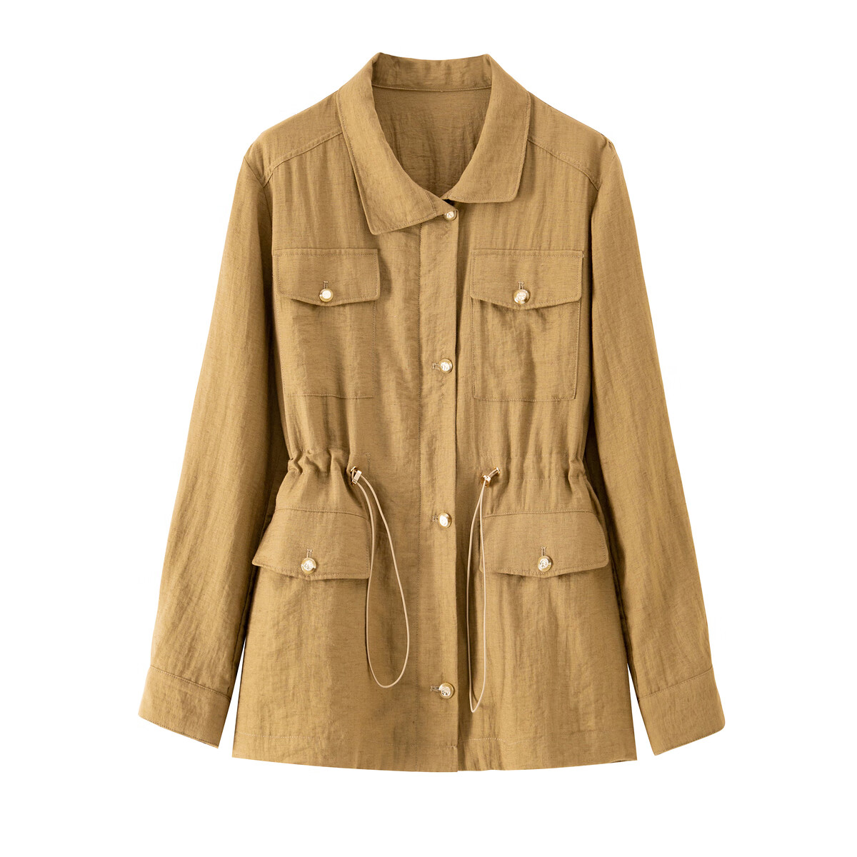 banana cici2025年秋季新款休闲工装风抽绳收腰风衣猎装夹克外套C2F3WT025 咖啡色 S