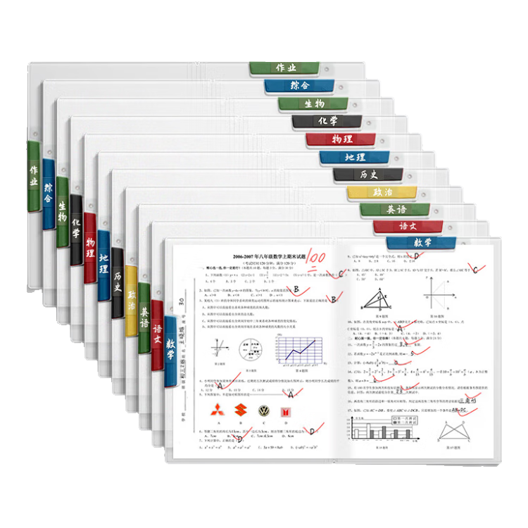 快力文a3雙拉桿試卷夾文件夾學(xué)生專(zhuān)用卷子收納整理神器a4資料收納袋旋轉抽桿夾試卷整理夾初中生透明插頁(yè) 【雙夾】特厚55C 【高中理科】語(yǔ)數英+物化生