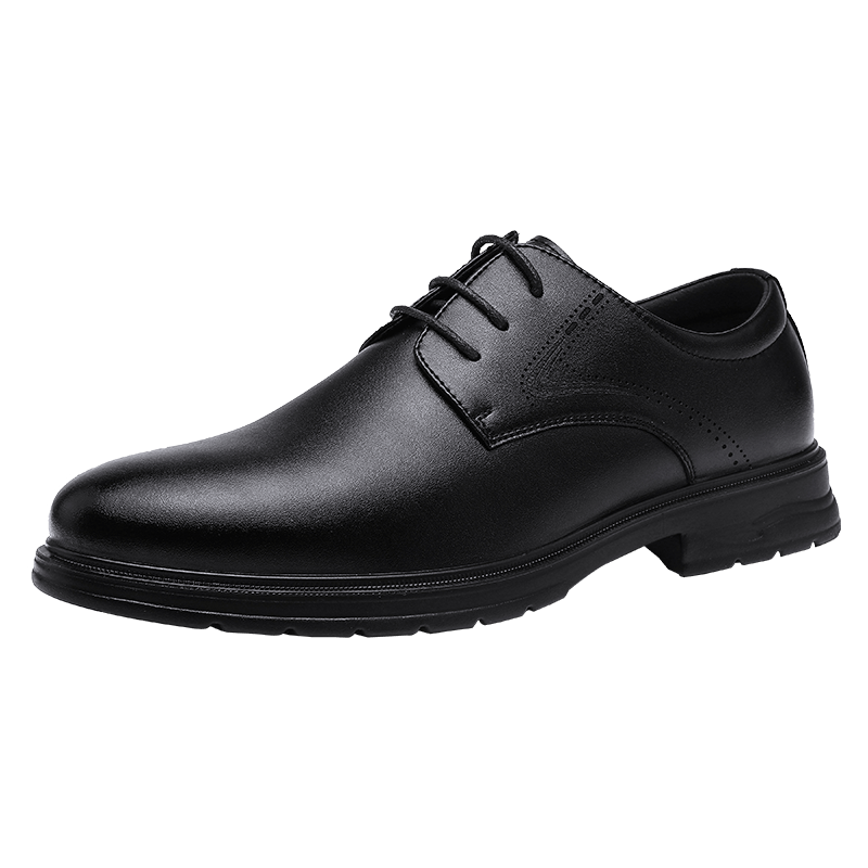 回力官方牛皮皮鞋男2025冬季加绒正装鞋商务男鞋工作鞋子男 黑色 41