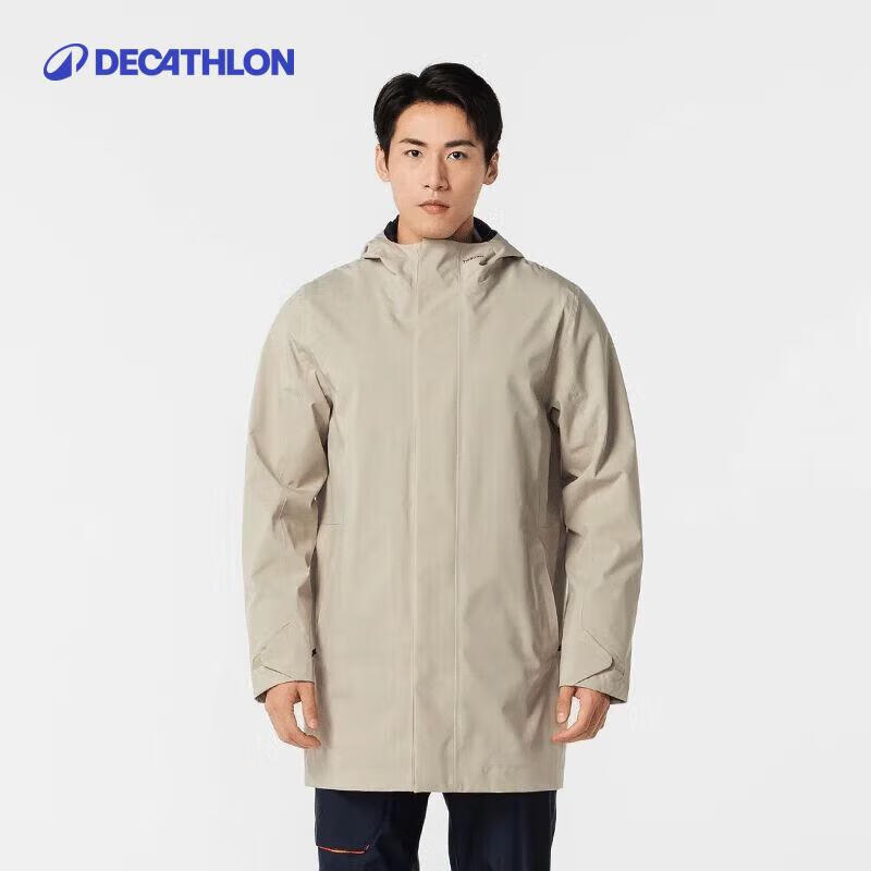 迪卡侬夹克中长款户外防风登山外套帆船ODT2浅白垩灰M-4715007