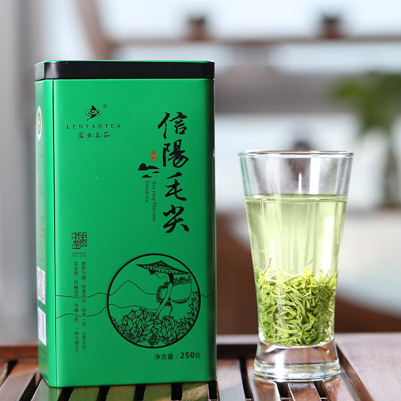蓝天茗茶河南信阳2023年新茶毛尖绿茶茶叶雨前一级浓香型罐装250g