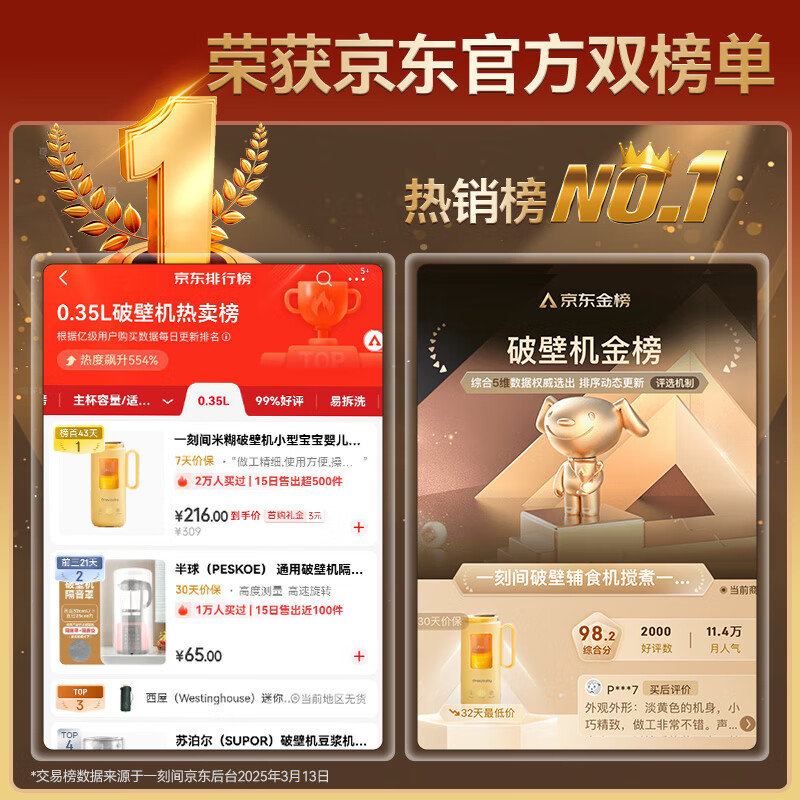 一刻间米糊破壁机小型宝宝婴儿料理机搅煮搅拌一体多功能米糊研磨器破壁机 顶配款【陶瓷底盘不糊底】