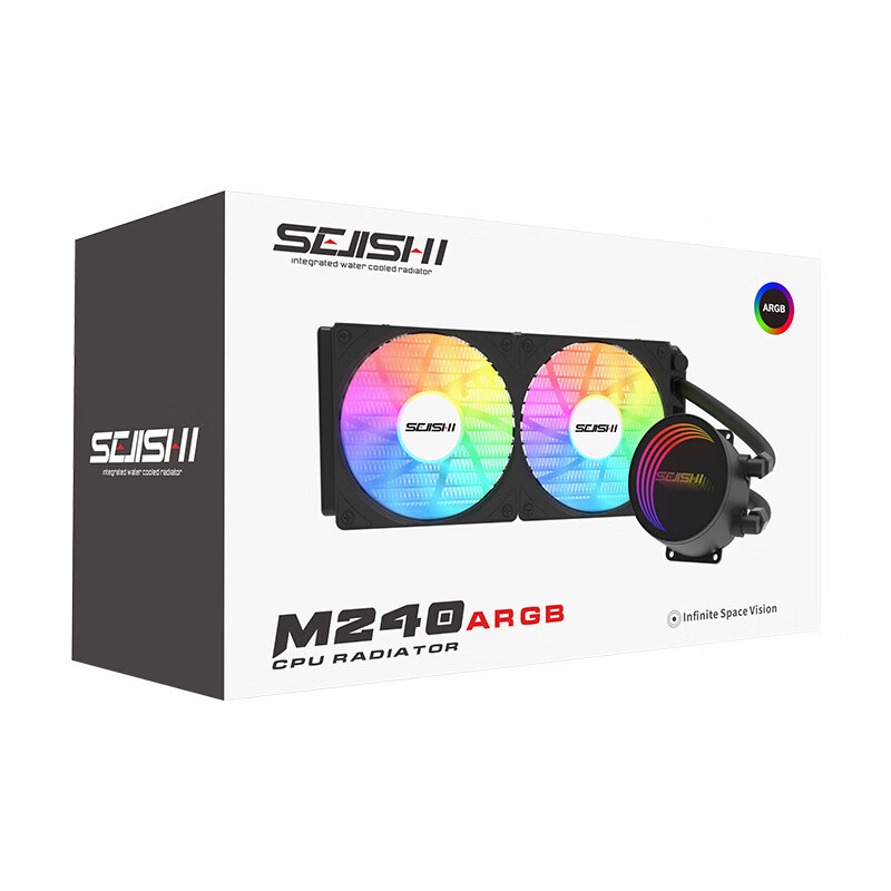 色技师 240/360水冷一体式CPU散热器 多平台扣具 ARGB光效支持神光同步 M240黑