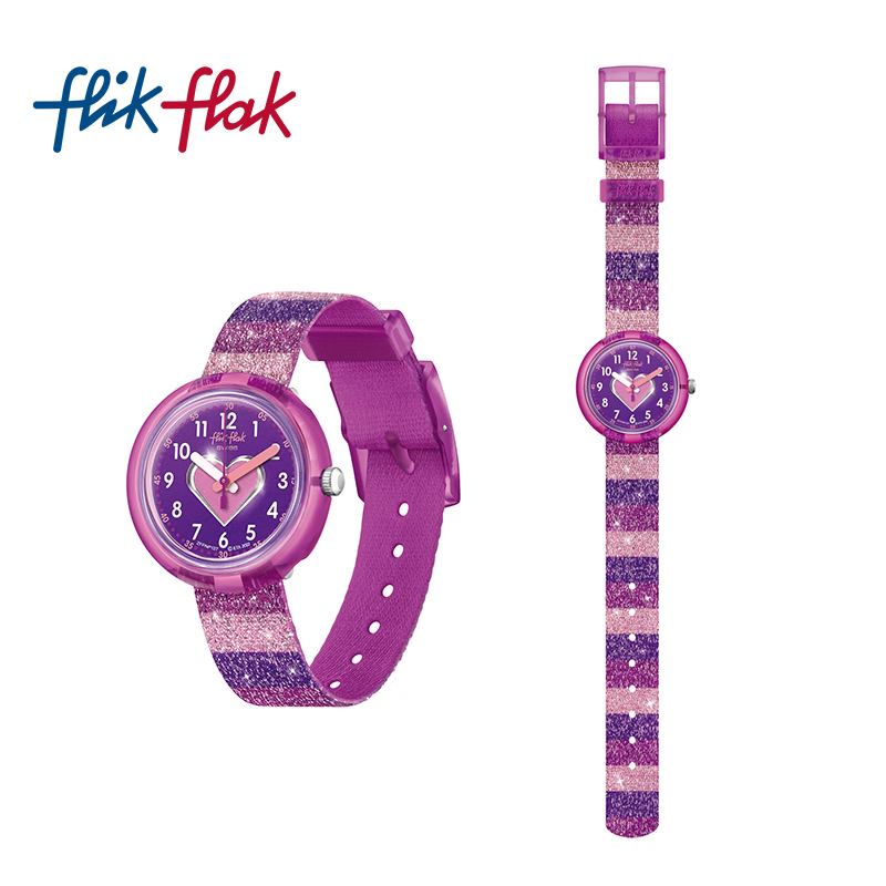 斯沃琪（Swatch）Flik Flak（飛菲）兒童瑞士手表新年禮物 閃閃條紋 ZFPNP127