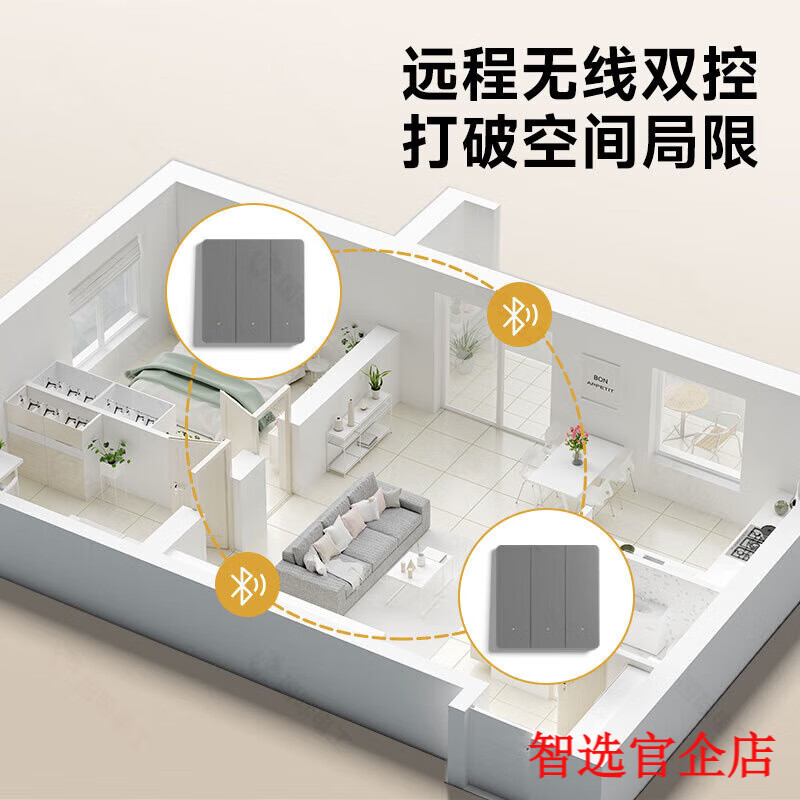 小米(MI)已接入米家APP智能控制面板支持小爱同学控制无线远程控制开关 一开零火版【需零线】灰色