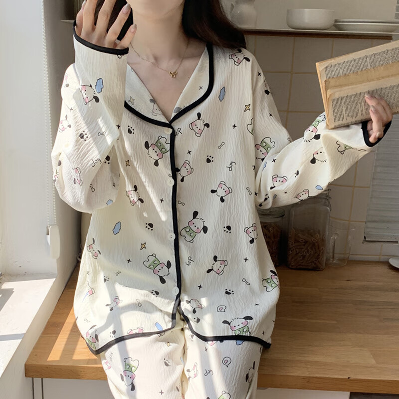 巴洛莲 BORORAM云朵棉睡衣女春秋季开衫长袖长裤两件套家居服可外穿 M-2XL SW-2239 M 建议80-100斤