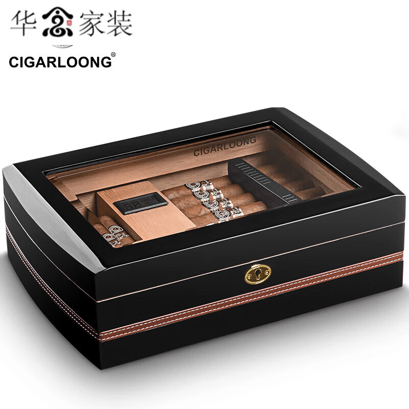 高端進(jìn)口品質(zhì)雪茄盒雪茄保濕盒實(shí)木雪松木保濕箱 27支 雪茄盒