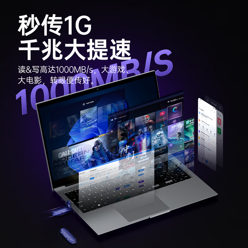 移速（MOVE SPEED）1t固態(tài)u盤typec手機(jī)電腦兩用雙接口大容量移動(dòng)優(yōu)盤硬盤 雙接口固態(tài)【高速1000M/S】 128GB x 官方標(biāo)+