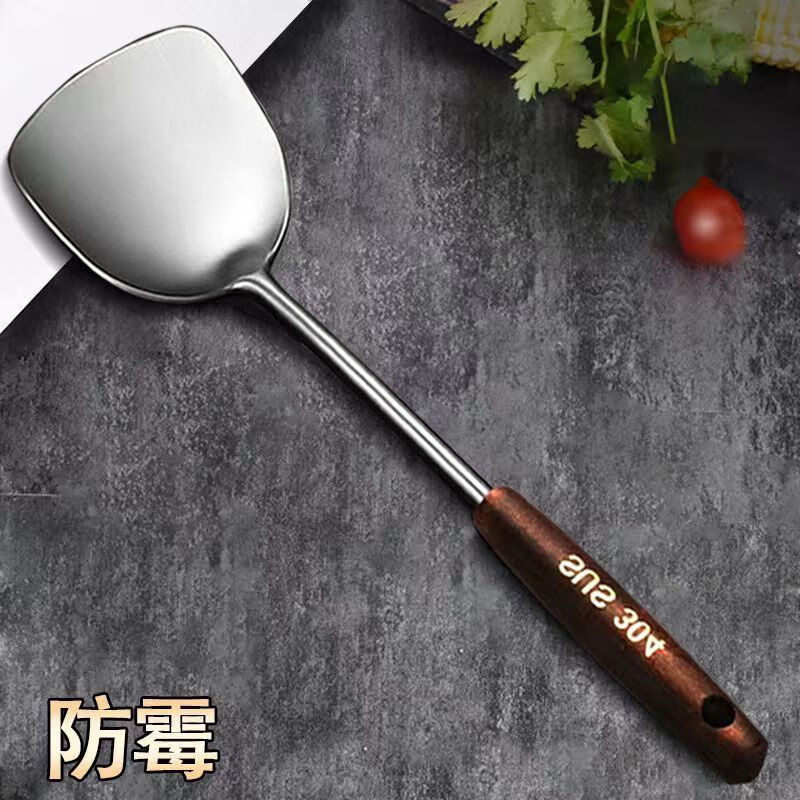 FANCYCHIC不锈钢304锅铲加长柄铲炒勺家用套装厨房炒菜厨师用勺大号汤勺 锅铲【304不锈钢加厚实心款】